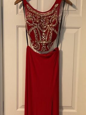 B Darlin Red Beaded Cutout Prom Dress NOT ALTERED